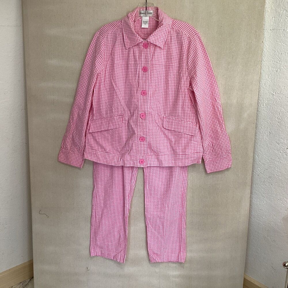 drapers and damons pantsuit sz PM pink/white checkered seersucker gingham
